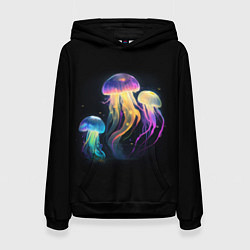 Толстовка-худи женская Танец медуз, цвет: 3D-черный