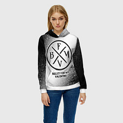 Толстовка-худи женская Bullet For My Valentine glitch на светлом фоне, цвет: 3D-белый — фото 2