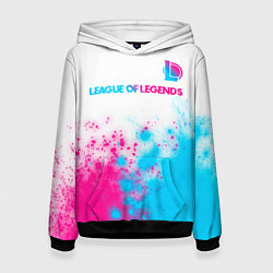 Толстовка-худи женская League of Legends neon gradient style посередине, цвет: 3D-черный