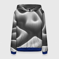 Толстовка-худи женская Чёрно белый точечный абстрактный фон, цвет: 3D-синий