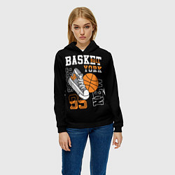 Толстовка-худи женская Basketball New York, цвет: 3D-черный — фото 2