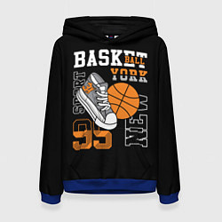 Толстовка-худи женская Basketball New York, цвет: 3D-синий