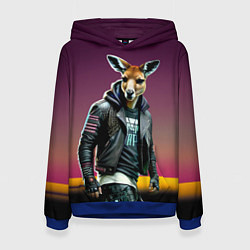 Толстовка-худи женская Cool kangaroo - ai art, цвет: 3D-синий
