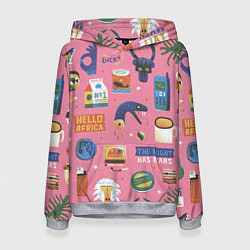 Толстовка-худи женская Привет Африка, цвет: 3D-меланж