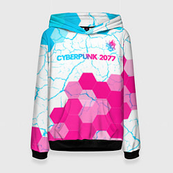 Женская толстовка Cyberpunk 2077 neon gradient style посередине