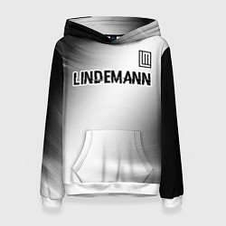 Толстовка-худи женская Lindemann glitch на светлом фоне посередине, цвет: 3D-белый
