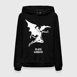 Толстовка-худи женская Black Sabbath glitch на темном фоне, цвет: 3D-черный