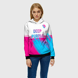 Толстовка-худи женская Deep Purple neon gradient style посередине, цвет: 3D-черный — фото 2