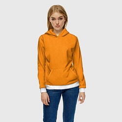 Толстовка-худи женская Жёлто-оранжевый текстура однотонный, цвет: 3D-белый — фото 2