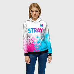 Толстовка-худи женская Stray neon gradient style посередине, цвет: 3D-черный — фото 2