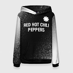 Толстовка-худи женская Red Hot Chili Peppers glitch на темном фоне посере, цвет: 3D-черный
