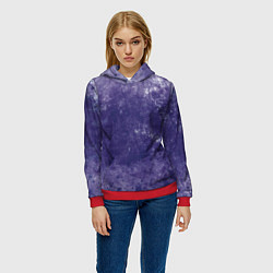 Толстовка-худи женская Абстракция - violet color background, цвет: 3D-красный — фото 2