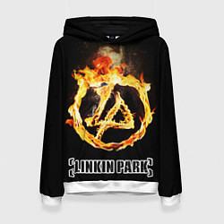 Толстовка-худи женская Linkin Park - fire logo, цвет: 3D-белый