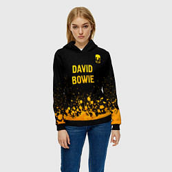 Толстовка-худи женская David Bowie - gold gradient посередине, цвет: 3D-черный — фото 2