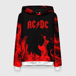 Толстовка-худи женская AC DC огненный стиль, цвет: 3D-белый