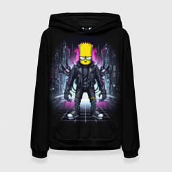 Толстовка-худи женская Cool Bart Simpson - cyberpunk - ai art, цвет: 3D-черный