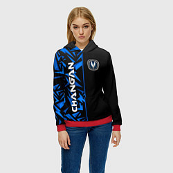 Толстовка-худи женская Changan - blue uniform, цвет: 3D-красный — фото 2