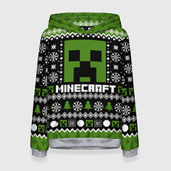 Толстовка-худи женская Minecraft christmas sweater, цвет: 3D-меланж