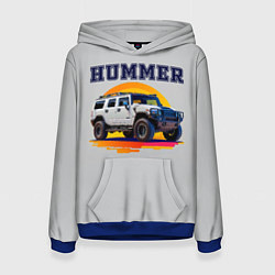 Толстовка-худи женская Нейросеть - Hummer рисунок, цвет: 3D-синий