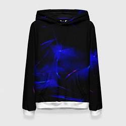 Толстовка-худи женская Синий дым узоры, цвет: 3D-белый