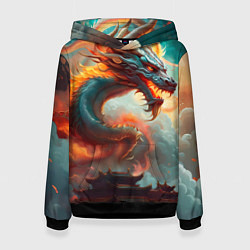 Толстовка-худи женская Мифический дракон 2024, цвет: 3D-черный