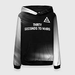 Толстовка-худи женская Thirty Seconds to Mars glitch на темном фоне посер, цвет: 3D-черный