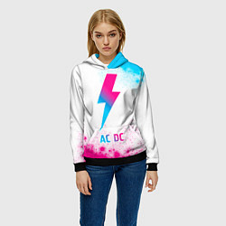 Толстовка-худи женская AC DC neon gradient style, цвет: 3D-черный — фото 2