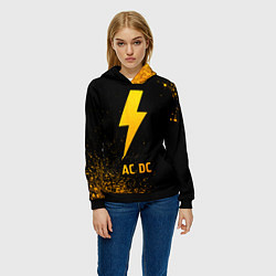 Толстовка-худи женская AC DC - gold gradient, цвет: 3D-черный — фото 2