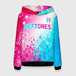 Толстовка-худи женская Deftones neon gradient style посередине, цвет: 3D-черный