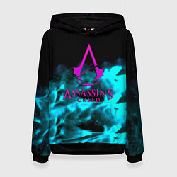 Толстовка-худи женская Assassins Creed flame neon, цвет: 3D-черный