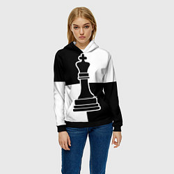 Толстовка-худи женская Шахматы - ферзь, цвет: 3D-черный — фото 2