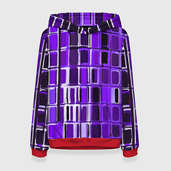 Толстовка-худи женская Фиолетовые прямоугольники, цвет: 3D-красный