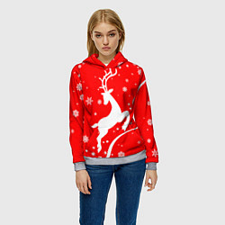 Толстовка-худи женская Christmas deer, цвет: 3D-меланж — фото 2