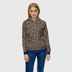 Толстовка-худи женская Темный леопардовый узор, цвет: 3D-синий — фото 2
