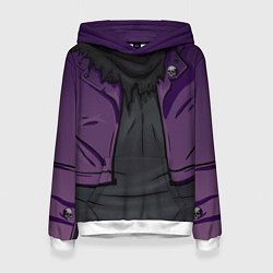 Толстовка-худи женская Фиолетовая косуха лича с черепами, цвет: 3D-белый