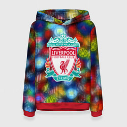 Толстовка-худи женская Liverpool все logo неон, цвет: 3D-красный
