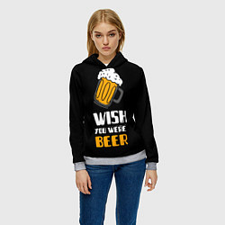 Толстовка-худи женская Wish you were beer, цвет: 3D-меланж — фото 2