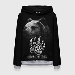 Толстовка-худи женская Медведь - славянский стиль, цвет: 3D-меланж