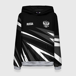Толстовка-худи женская Russia - black and white geometry, цвет: 3D-меланж