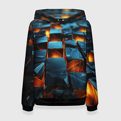 Толстовка-худи женская Темные плитки в лаве, цвет: 3D-черный