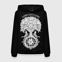 Толстовка-худи женская Славянские воины - помни свои корни, цвет: 3D-черный