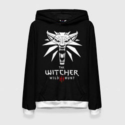 Толстовка-худи женская The Witcher белое лого гейм, цвет: 3D-белый