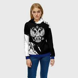 Толстовка-худи женская Герб великой страны Россия краски, цвет: 3D-синий — фото 2