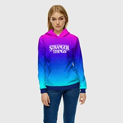 Толстовка-худи женская Stranger Things gradient colors, цвет: 3D-синий — фото 2
