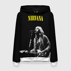 Толстовка-худи женская Группа Nirvana Курт Кобейн, цвет: 3D-белый