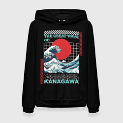 Толстовка-худи женская Волна канагава, цвет: 3D-черный