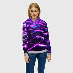 Толстовка-худи женская Фиолетовая неоновая плитка, цвет: 3D-меланж — фото 2