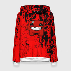 Толстовка-худи женская Super Meat Boy краски, цвет: 3D-белый