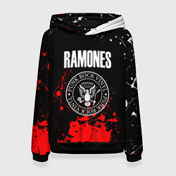 Толстовка-худи женская Ramones краски метал группа, цвет: 3D-черный