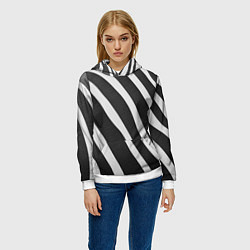 Толстовка-худи женская Зебровые линии, цвет: 3D-белый — фото 2